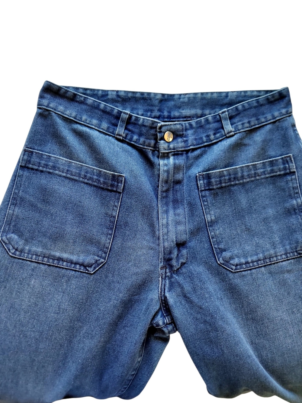 Vintage Seafarer Military Utility Wide Leg Flare Jeans High Rise Navy 30x32 USA - Picture 10 of 15
